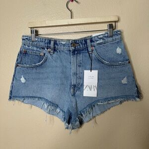 Zara Shorts Women's 10 Blue Cut Off Hi-Rise Denim NWT